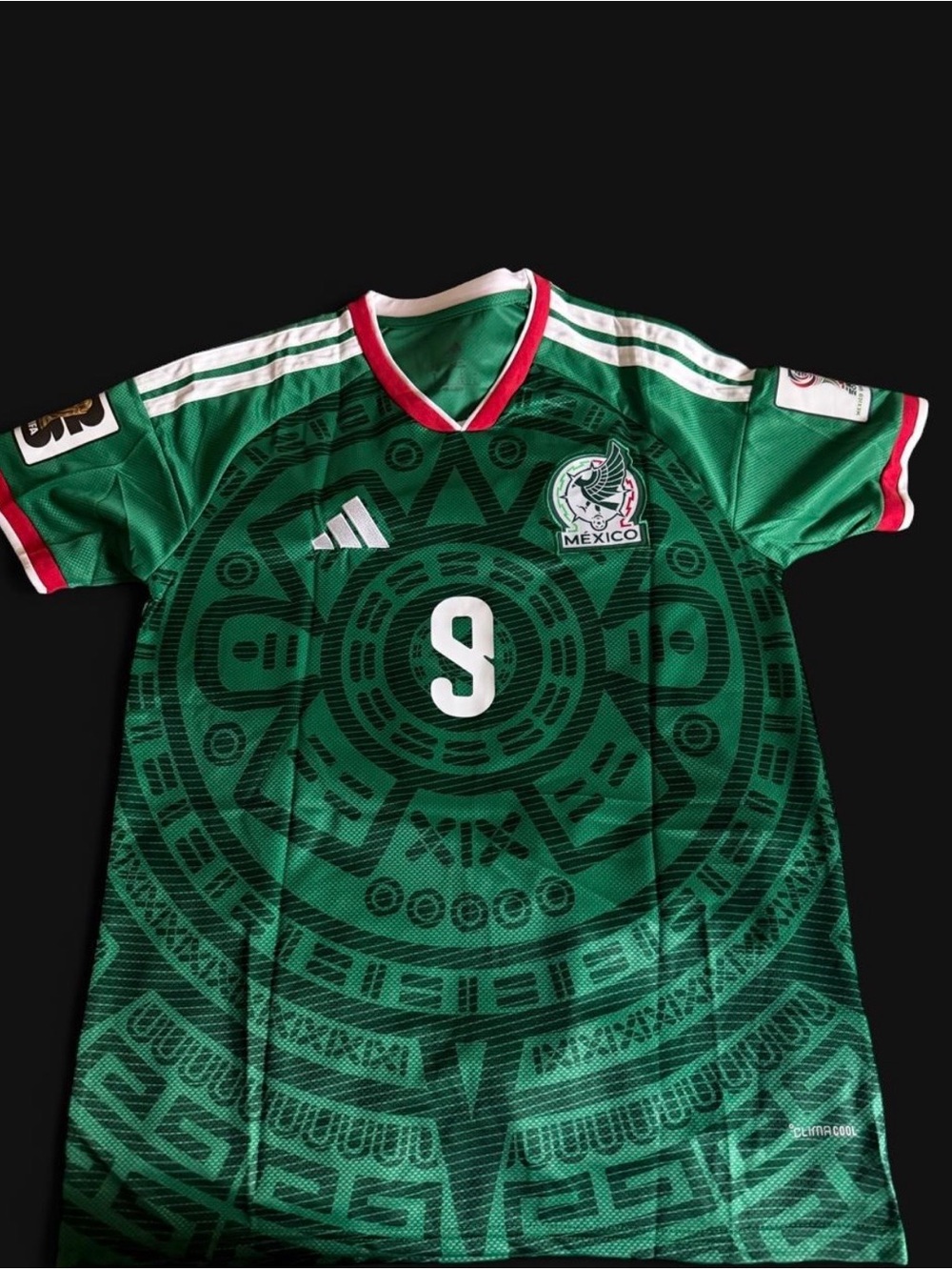 adidas Green Mexico Soccer Jersey with Red & White Trim #9